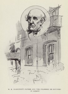 Ojciec W E Gladstones i zajmowane przez niego komnaty w Albany autorstwa Harry Furniss