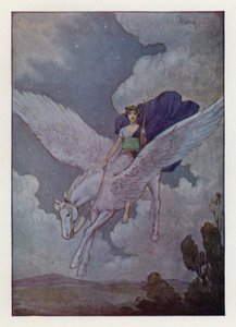 Bellerophon i jego srebrnoskrzydły koń (kolorowa litografia) autorstwa Harry George Theaker