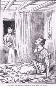 Jego sen został zakłócony przez hałas nad sufitem (z More Stories from Raiko) (litho) autorstwa Harry George Theaker