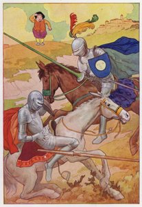 Ilustracja dla Don Kichota (kolorowa litografia) autorstwa Harry George Theaker