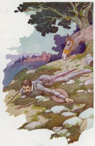 Ilustracja dla Don Kichota (kolorowa litografia) autorstwa Harry George Theaker