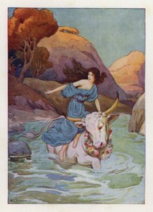 Jowisz zanurzył się w oceanie i odpłynął (kolorowa litografia) autorstwa Harry George Theaker
