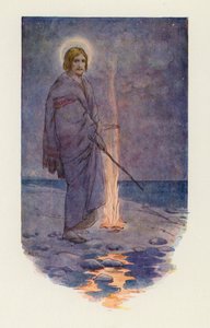 Jezus stał na brzegu (kolorowa litografia) autorstwa Harry George Theaker