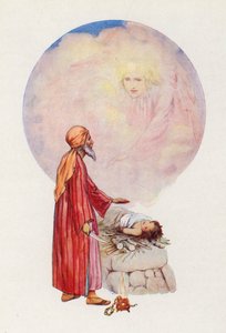 "Nie kładź ręki na chłopcu" (kolorowa litografia) autorstwa Harry George Theaker