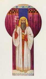 Mojżesz podniósł różdżki (kolorowa litografia) autorstwa Harry George Theaker