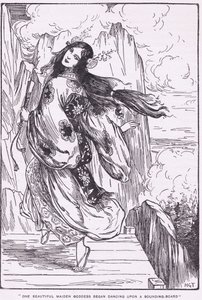Pewna piękna bogini zaczęła tańczyć na płycie rezonansowej (Równina Wysokiego Nieba) (litho) autorstwa Harry George Theaker