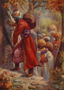 "Sezamie otwórz się!" (kolorowa litografia) autorstwa Harry George Theaker