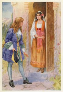 Ruyz de Alarcon i róża z Alhambry (kolorowa litografia) autorstwa Harry George Theaker