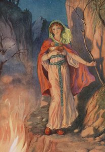 Sigyn, z "Zagłady Lokiego i jego dzieci" (kolorowa litografia)