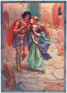 "Weź mnie za żonę" (z Diarmud i Grania) (kolorowa litografia)