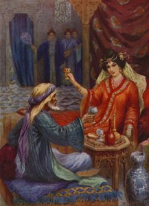 Księżniczka i czarodziej (kolorowa litografia) autorstwa Harry George Theaker