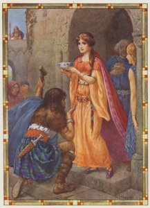 "Dama z Loch Awe", żeton (kolorowa litografia) autorstwa Harry George Theaker