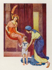 Matka Mojżesza zabrała go do księżniczki (kolorowa litografia) autorstwa Harry George Theaker