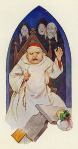 Mówią, że opat Hugo wpadł w gniew (kolorowa litografia) autorstwa Harry George Theaker