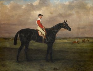 Chippendale-A Racehorse z dżokejem na torze wyścigowym Newmarket, ok. 1874 (olej na płótnie) autorstwa Harry Hall