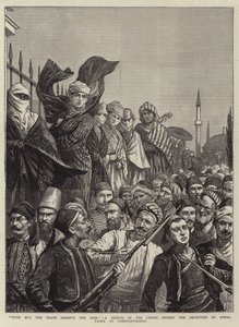 Tylko Odważni zasługują na jarmark, szkic w tłumie podczas przyjęcia Osmana paszy w Konstantynopolu autorstwa Harry Hamilton Johnston