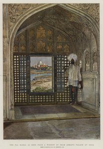 Taj Mahal widziany z okna pałacu Shah Jehana w Agra