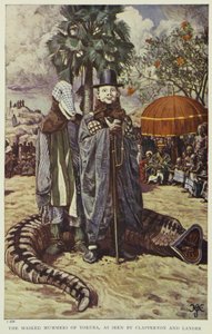 Zamaskowane mummery joruba widziane przez Clappertona i Landera, ilustracja z „Pionierów Afryki Zachodniej”, 1912 autorstwa Harry Hamilton Johnston