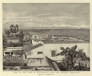 Widok na miasto Mocambique z Konsulatu Brytyjskiego autorstwa Harry Hamilton Johnston