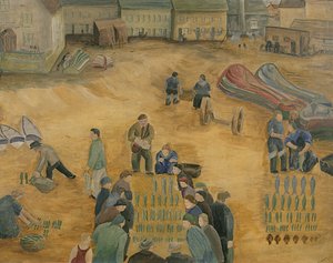 Sprzedaż ryb, 1938 autorstwa Harry Mitten Wilson