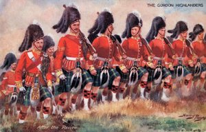 Gordon Highlanders, po przeglądzie (litografia kolorowa)