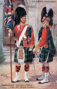 Gordon Highlanders, kapitan i podoficer, w barwach króla (kolor lito)