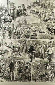 Szkice na regatach w Henley, z The Illustrated London News, 7 lutego 1881 r. autorstwa Harry after Furniss