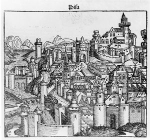 Pisa według „Liber Chronicarum” Hartmanna Schedla. Norymberga 1493 autorstwa Hartmann Schedel