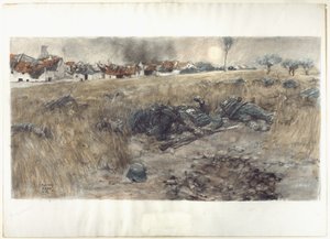 Księżyc w żniwa, ok. 1918 (węgiel i akwarela, pastel na papierze)
