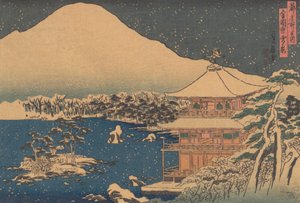 Kinkakuji widziany w Falling Snow, połowa XIX wieku.