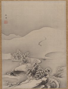 Jezioro i Grobla, ca. 1885-89. autorstwa Hashimoto Gaho