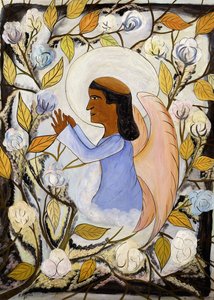 Anioł św. Franciszek w modlitwie; Ange St. Francis en Priere, ok. 1947-48 (olej na masonicie) autorstwa Hector Hyppolite