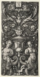 Wazon między dwiema figurami chimerycznymi autorstwa Heinrich Aldegrever
