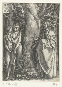 Adam i Ewa się wstydzą Historia Adama i Ewy (tytuł serii) autorstwa Heinrich Aldegrever
