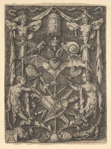 Projekt groteski kandelabrów z nietoperzem w środku, 1550.
