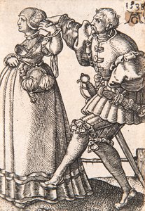Z cyklu Mali tancerze weselni, 1538. autorstwa Heinrich Aldegrever