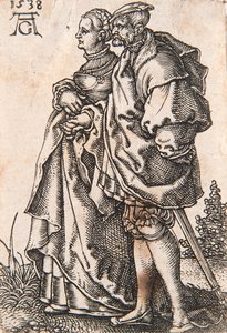 Z cyklu Małe tancerki weselne, 1538. autorstwa Heinrich Aldegrever
