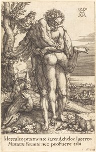 Herkules walczący z bogiem rzeki Achelos, 1550. autorstwa Heinrich Aldegrever