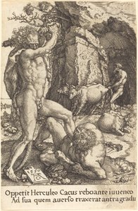 Herkules zabija Cacus, 1550. autorstwa Heinrich Aldegrever