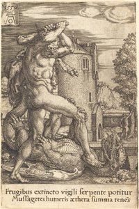 Herkules zabija smoka, 1550. autorstwa Heinrich Aldegrever