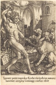 Herkules i Cerber autorstwa Heinrich Aldegrever