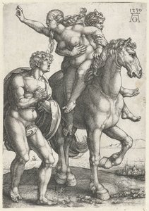 Uprowadzenie kobiety przez satyra autorstwa Heinrich Aldegrever