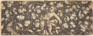 Ornament z listowiem i dzieckiem w środku, 1539. autorstwa Heinrich Aldegrever