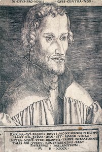Portret Philipa Melanchthona lub Philippa Schwarzerda (1497-1560), niemieckiego humanisty i teologa, rycina Heinricha Aldegrevera (1502-ok. 1561) autorstwa Heinrich Aldegrever