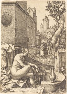 Zuzanna zaskoczona przez dwóch starszych, 1555. autorstwa Heinrich Aldegrever