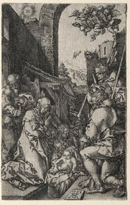 Adoracja pasterzy autorstwa Heinrich Aldegrever
