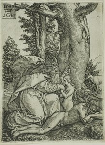 Stworzenie Ewy, płyta pierwsza od Adama i Ewy autorstwa Heinrich Aldegrever