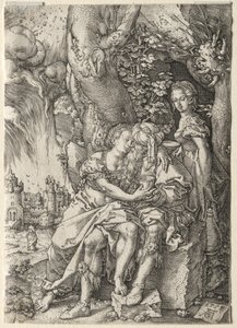Historia Lota: Lot z córkami, 1555. autorstwa Heinrich Aldegrever