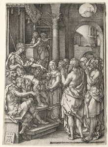 Historia Zuzanny: Zuzanna oskarżona o cudzołóstwo, 1555. autorstwa Heinrich Aldegrever