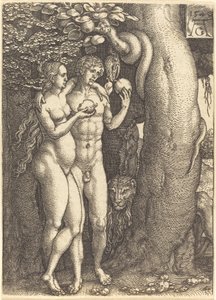 Kuszenie przez węża, 1540. autorstwa Heinrich Aldegrever
